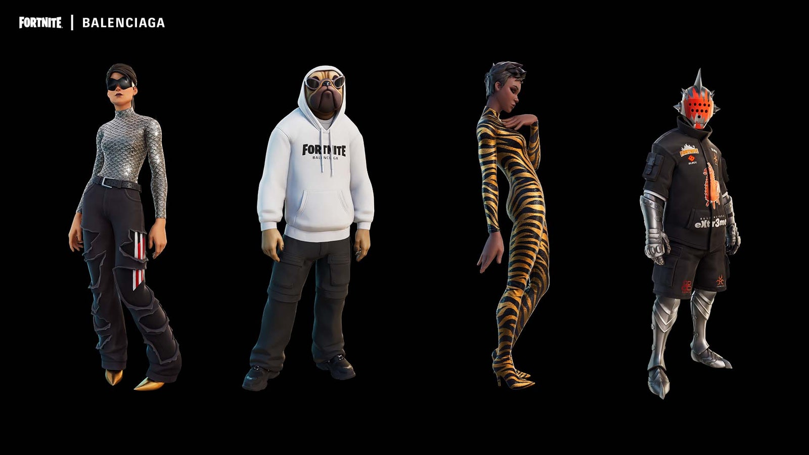 Balenciaga X Fortnite collection featured four Fortnite characters 